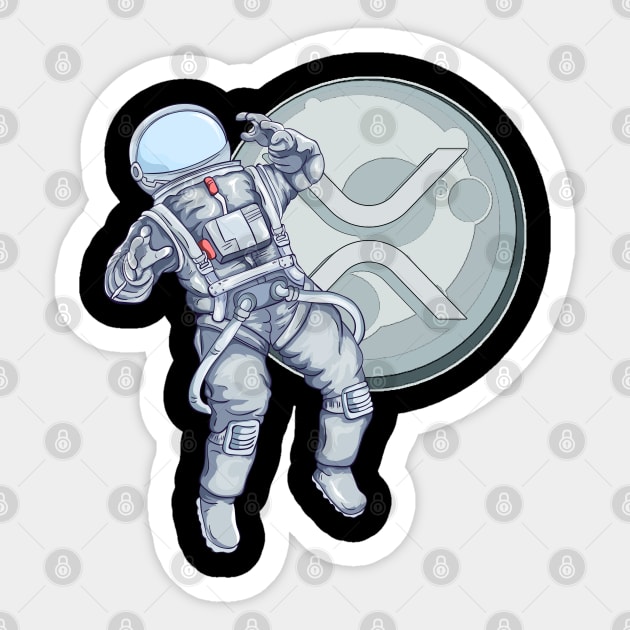 XRP Crypto Hodl Astronaut Mooning Cryptocurrency Sticker by BitcoinSweatshirts